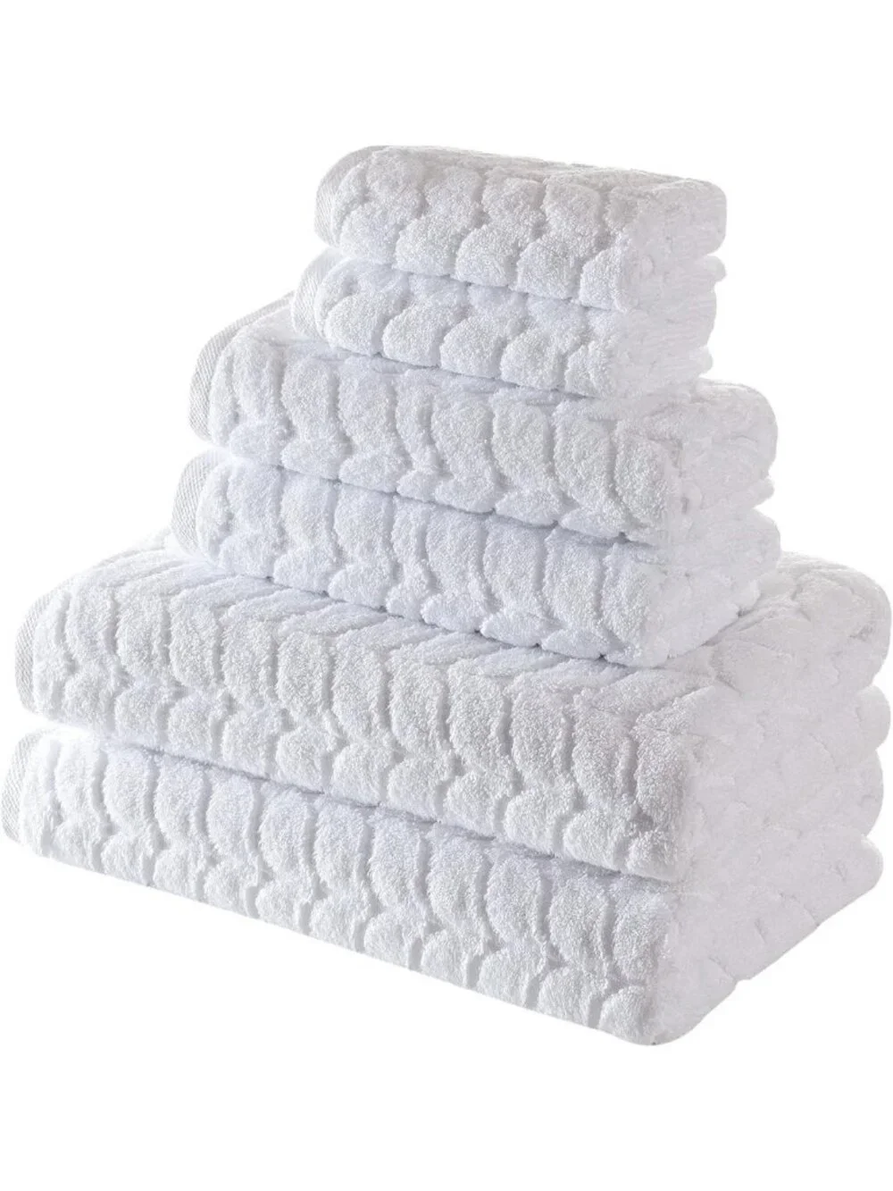 Luxury Turkish Cotton Bath & Hand Towels Set - Soft Plush Jacquard, 6 Pieces